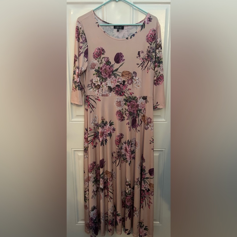 LBiSSE Blush Floral Midi Dress - Pink Floral